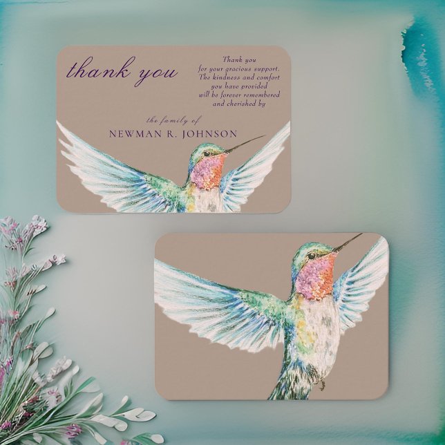 Tack för vattenfärg Classic Hummingbird Memorial Anteckningskort (Skapare uppladdad)