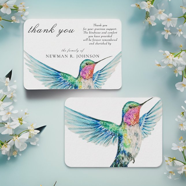 Tack för vattenfärg Classic Hummingbird Memorial Anteckningskort (Skapare uppladdad)