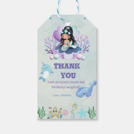 Tack för vattenfärg för magisk Sjöjungfru Presentetikett