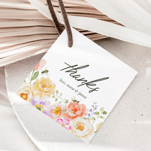 Tack för vattenfärg för mamma till Blommigt Gåvor Etiketter