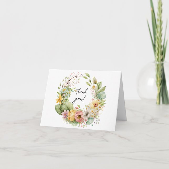 Tack för vattenfärg med flera Blommigtar Kort (Framsida)