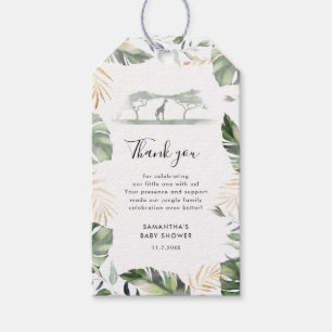 Tack för vattenfärg Safari Animal Baby Shower Presentetikett