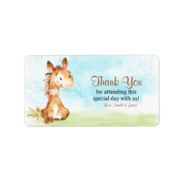 Tack för vattenfärgen Horse Baby Shower Farm Adressetikett