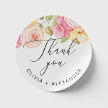 Tack för vattenfärgen rosa  blommigt bröllop runt klistermärke<br><div class="desc">Skript för  blommigt för vattenfärgen rosa tack för elegant sommar bröllop. Kontakta mig om du behöver fler artiklar.</div>