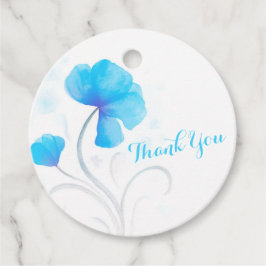 Tack för vattenfärgens blåblå bröllop gåvor etiketter