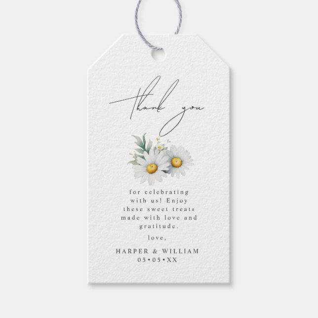 Tack för vattenfärgens daisy presentetikett (Framsidan)