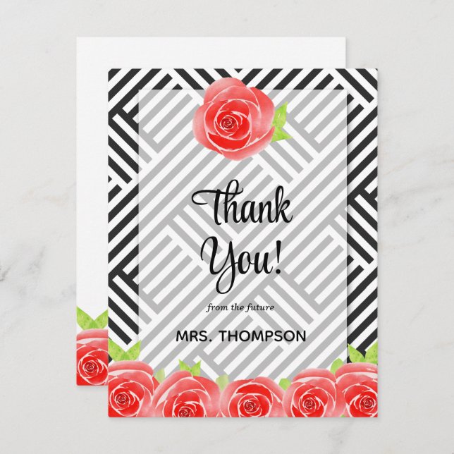 Tack för vattenfärgers Blommigt (Fram/baksida)