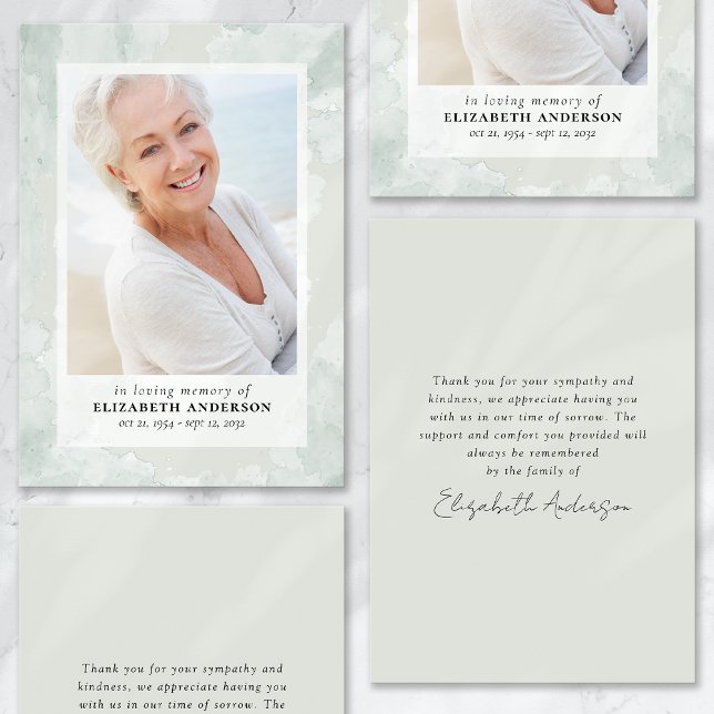 Tack för vattenfärgsbild Foto Funeral Sympathy Kort (Skapare uppladdad)