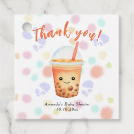 Tack för vattenfärgsbubbla Tea Baby Shower Gåvor Etiketter