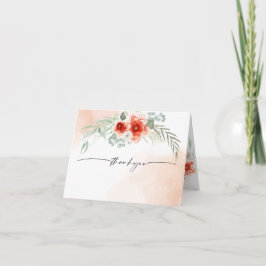 Tack för vattenfärgsflamma, Scarlet för koral Blom Kort