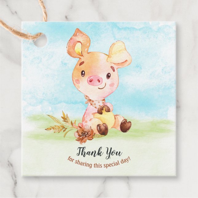 Tack för vattenfärgsgrafik, babystötdämpare gåvor etiketter (Framsida)