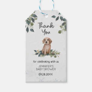 Tack för vattenfärgspumpy Baby Shower Presentetikett