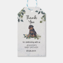 Tack för vattenfärgsrottweiler Puppy Baby Shower