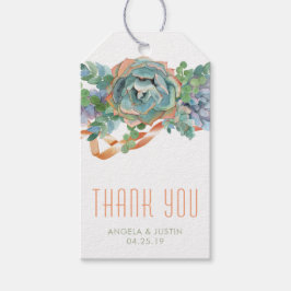 Tack för vattenfärgssukulerat kluster presentetikett