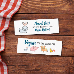 Tack för Vegan outreach-restaurangen Mini Visitkort