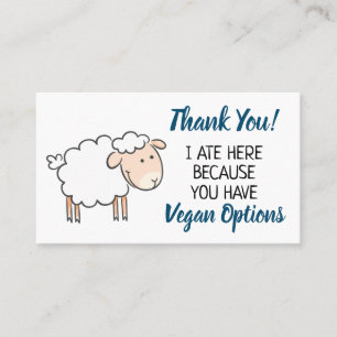Tack för Vegan outreach-restaurangen Visitkort