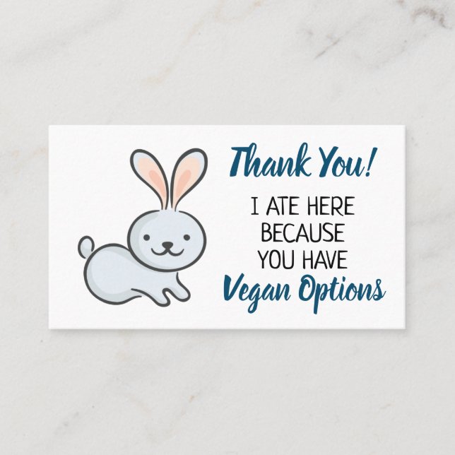 Tack för Vegan outreach-restaurangen Visitkort (Framsida)