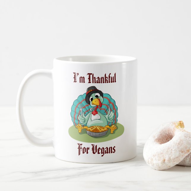 Tack för Vegans Thanksgiving Helgdag Turkiet Kaffemugg (Med munk)