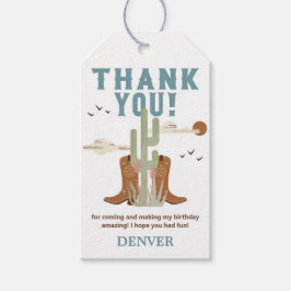 Tack för vilda western CowboyFödelsedagsfest Presentetikett