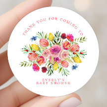Tack för vildblomsterbukett baby shower