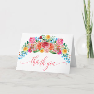 Tack för vildblomsterbukett till baby shower kort