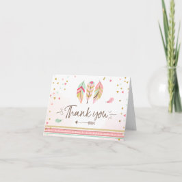Tack för Vilden Ett Rosa Girl Boho Feathers