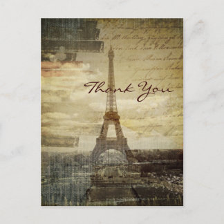 Tack för vintage Paris Eiffel Torn Bröllop Vykort