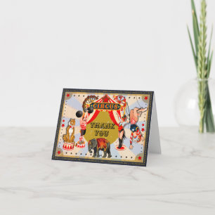 Tack för vintage Retro Circus-Födelsedagsfest Kort