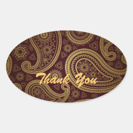 Tack för vintage, westerna paisley bröllop ovalt klistermärke
