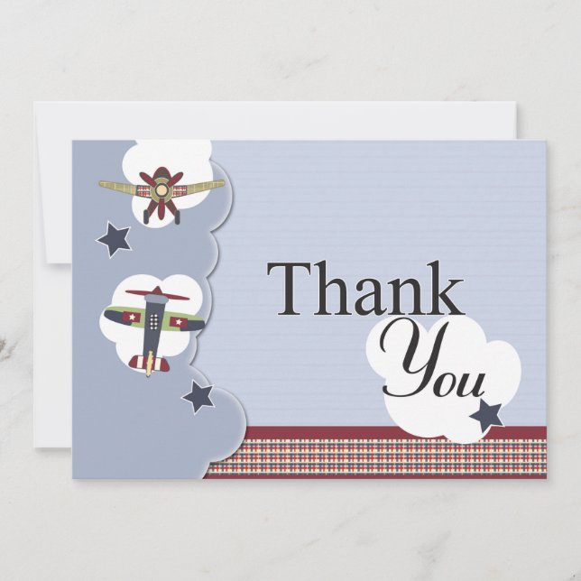 Tack för vintageflygplanbaby shower (Framsida)