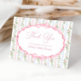 Tack för vintagens Blommigt Bow Baby Shower Kort