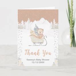 Tack för Vinter Bear Brown Sleigh Baby Shower
