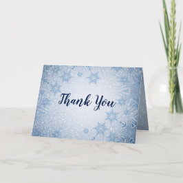 Tack för vinterbröllop i Glitter Blue Snöflingor Kort