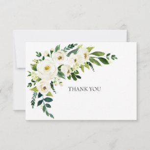 Tack för vit Blommigt med enkel Elegant Kort