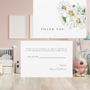 Tack för Vita Prästkragar Babyshower Kort