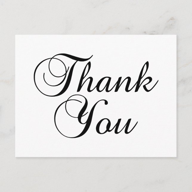 Tack för vitt skript, svart och vitt vykort (Framsida)