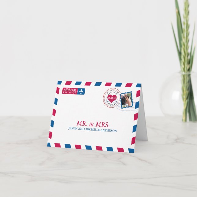Tack för vykort från Chicago Airmail Wedding (Framsida)