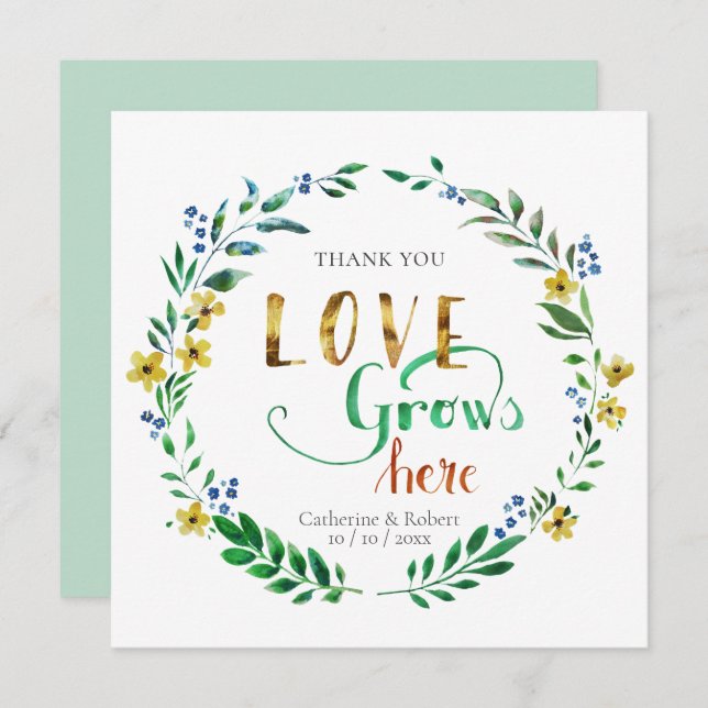 Tack för Watercolor Blommigt Wandeand Inbjudningar (Fram/baksida)