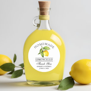 Tack för Watercolor Lemon Limoncello Bröllop Runt Klistermärke