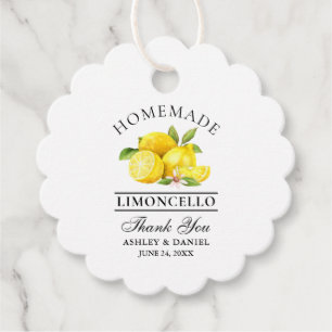 Tack för Watercolor Lemons Limoncello Bröllop Gåvor Etiketter