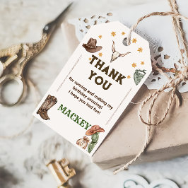 Tack för western CowboyFödelsedagsfest Presentetikett