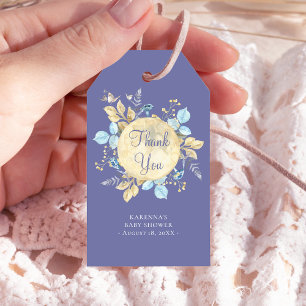 Tack för Whimsique Måne Lila Baby Shower Presentetikett