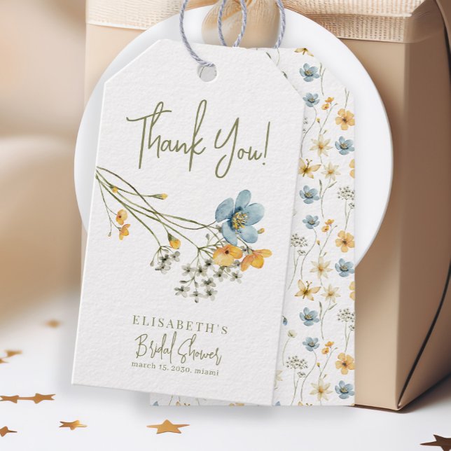 Tack för Wildblommor bouquet-möhippan Presentetikett (Skapare uppladdad)