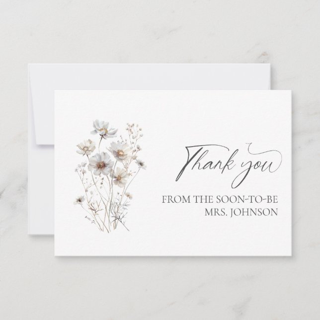 Tack för Wildblommor MinimalistBridal Shower Kort (Framsida)