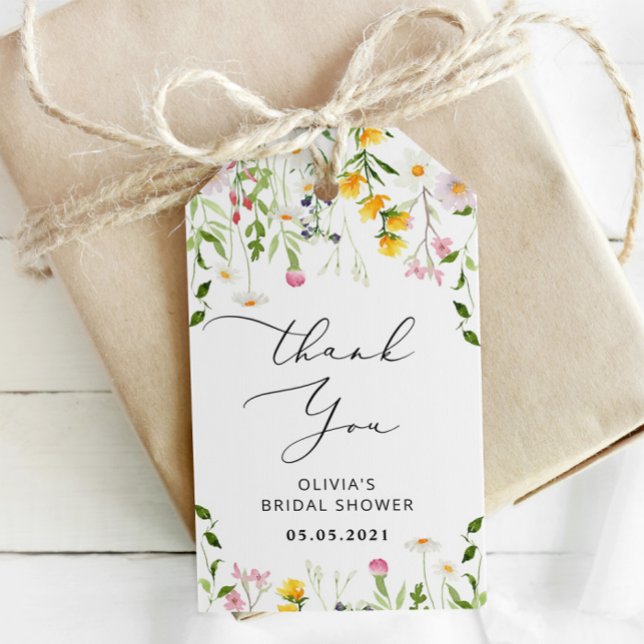 Tack för Wildblommors möhippa märkre Presentetikett (Skapare uppladdad)