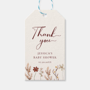 Tack för Wildflower Boho Baby Shower Presentetikett