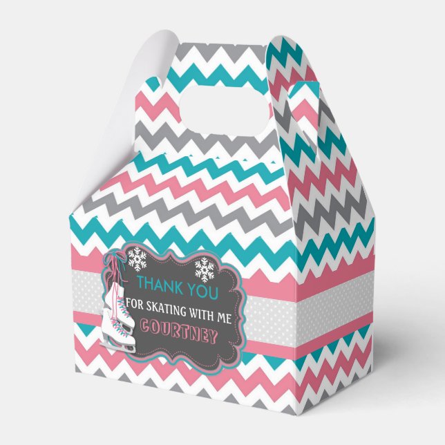 Tack för Winter Ice Skating Födelsedagsfest Presentaskar (Framsidan Sidan)