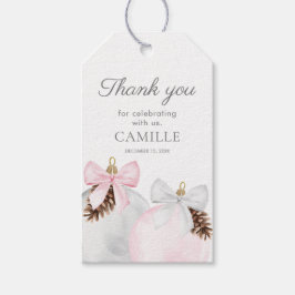 Tack för Winter Rosa Girl Baby Shower Presentetikett