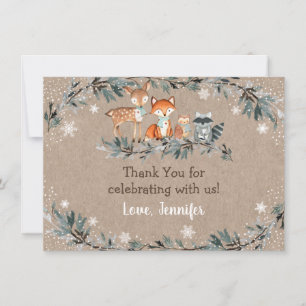 Tack för Winter Woodland Greenery Baby Shower Kort