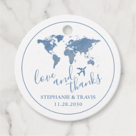 Tack för World Map Travel Destination Kärlek Gåvor Etiketter